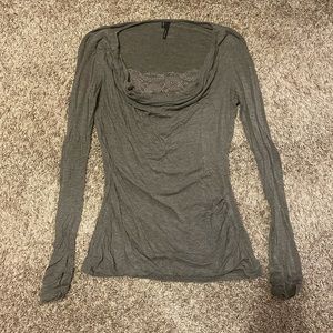 Maurices Womens Small Grey Long Sleeve Layered Tee